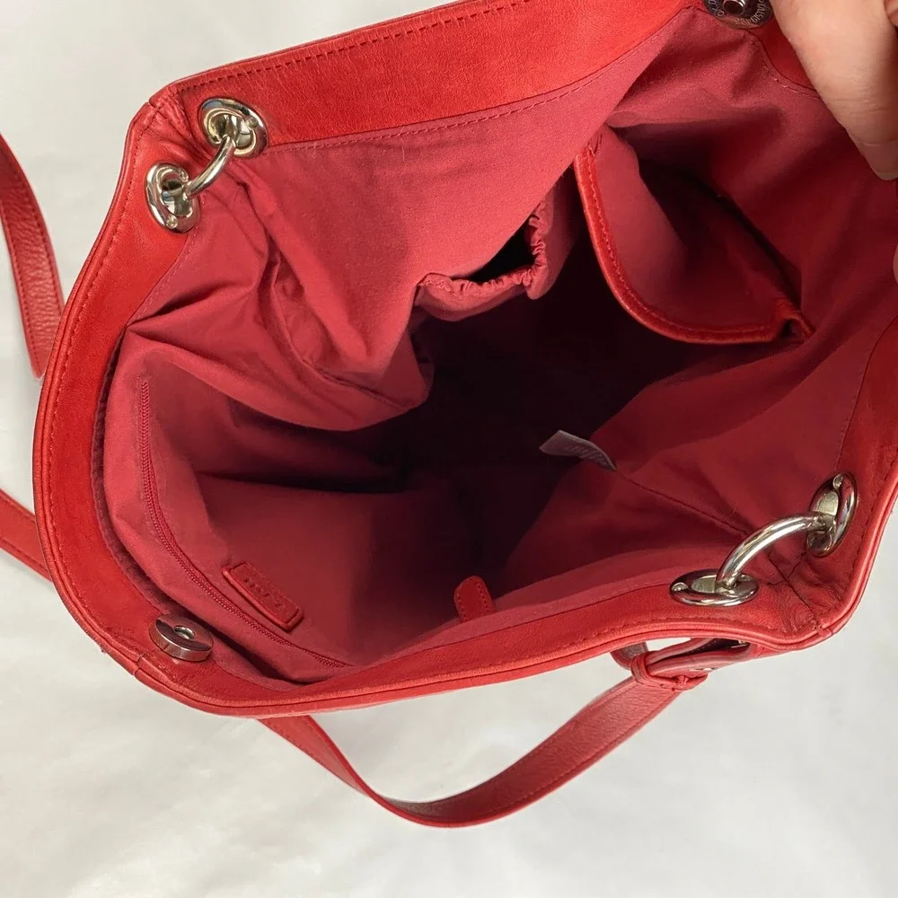 J.Jill Leather Purse Red Crossbody Hobo Bag - Flawed